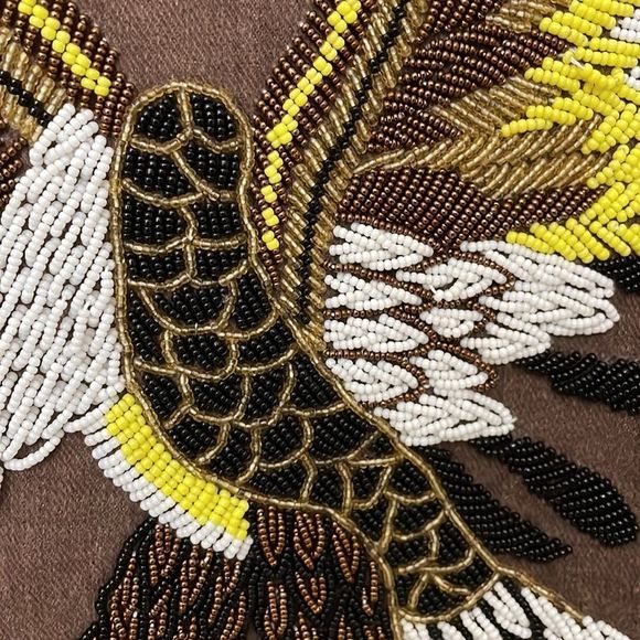 VINTAGE 1960s women's brown jacket with hand beaded golden eagle design size 8 - Picture 6 of 16